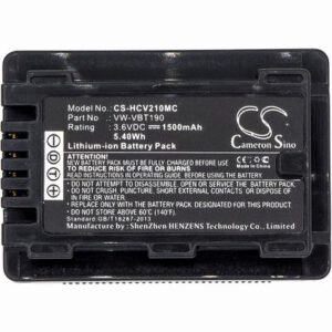 Panasonic HC-250EB Digital Camera Video Battery 3.6V 1500mAh Li-Ion HCV210MC